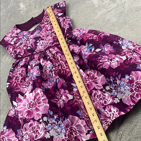 Gymboree 7 Dressed Up Floral Purple Kids Lined Dress - Picture 6 of 15